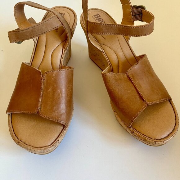 Born Agnio Tan Open Toe Wedge Sandals Size 7 - Picture 6 of 6